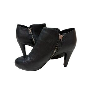 See by Chloe Black Leather Side Zip Heeled Ankle Booties -‎ EU39.5 ~US9